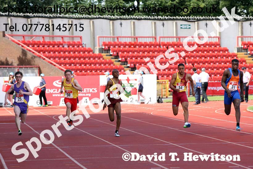 Junior boys 100 metres, English Schools Track and Field. Photo: David T. Hewitson/Sports for All Pics